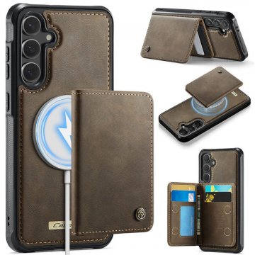 CaseMe Samsung Galaxy S24 FE Detachable Magnetic Wallet Case with RFID Blocking & Wireless Charging - Coffee