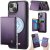 CaseMe iPhone 13 2-in-1 Detachable Magnetic Wallet Case with RFID Blocking, Card Holder & MagSafe Compatible - Purple