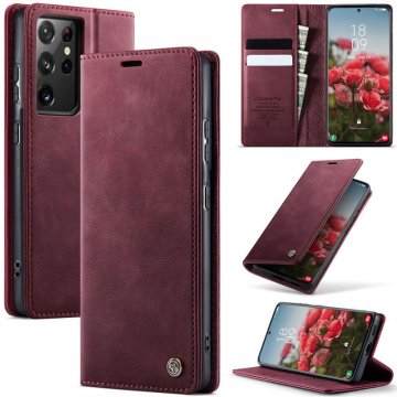 CaseMe Samsung Galaxy S21 Ultra Magnetic Wallet Case with RFID Blocking Red
