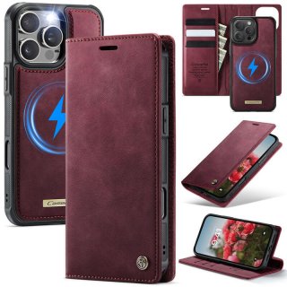 CaseMe iPhone 16 Pro Max 2-in-1 Magnetic Wallet Case – Wireless Charging & RFID Blocking Red