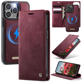 CaseMe iPhone 14 Pro Max 2-in-1 Magnetic Wallet Case – Wireless Charging & RFID Blocking Red