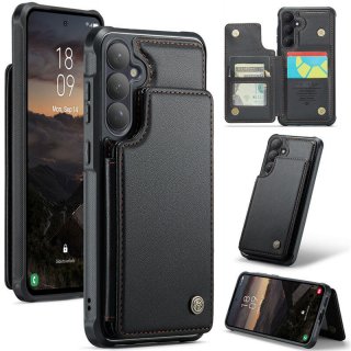 CaseMe Samsung Galaxy S26 RFID Blocking Card Holder Case with Kickstand Black