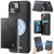 CaseMe iPhone 13 2-in-1 Detachable Magnetic Wallet Case with RFID Blocking, Card Holder & MagSafe Compatible - Black