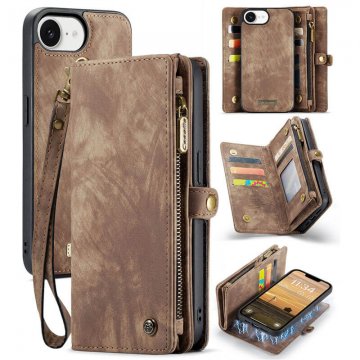 CaseMe iPhone 17e Wallet Magnetic Case with Wrist Strap Coffee