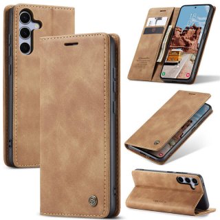 CaseMe Samsung Galaxy S25 FE Wallet Magnetic Suede Leather Case Brown