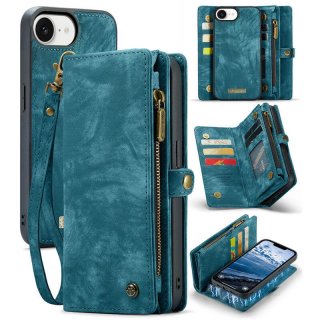 CaseMe iPhone 17e Wallet Magnetic Case with Wrist Strap Blue