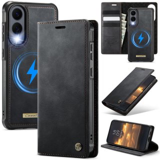 CaseMe Samsung Galaxy S25 Edge 2-in-1 Magnetic Wallet Case – Wireless Charging & RFID Blocking Black