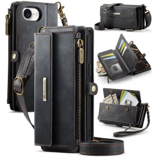 CaseMe iPhone 17e Crossbody Wallet Case with RFID Blocking & Wireless Charging Black