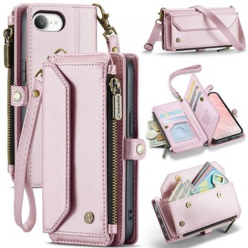 CaseMe iPhone 17e RFID Wallet Crossbody Case with Wireless Charging Pink