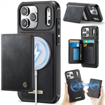 CaseMe iPhone 17 Pro Max 2-in-1 Detachable Magnetic Wallet Case with RFID Blocking, Card Holder & MagSafe Compatible - Black
