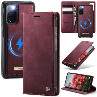 CaseMe Samsung Galaxy S20 FE 2-in-1 Magnetic Wallet Case – Wireless Charging & RFID Blocking Red