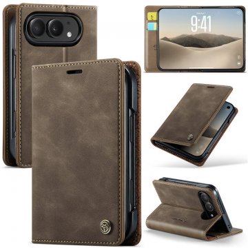 CaseMe iPhone Duo Wallet Case with 2 Card Slots, RFID Blocking & Kickstand Coffee