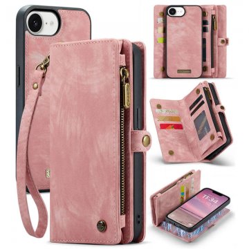 CaseMe iPhone 17e Wallet Magnetic Case with Wrist Strap Pink