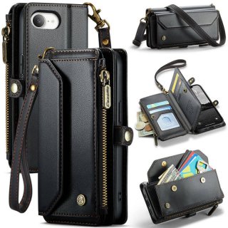 CaseMe iPhone 17e RFID Wallet Crossbody Case with Wireless Charging Black