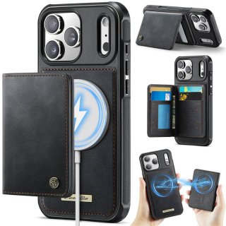 CaseMe iPhone 17 Pro Max 2-in-1 Detachable Magnetic Wallet Case with RFID Blocking, Card Holder & MagSafe Compatible - Black