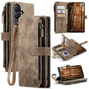 CaseMe Samsung Galaxy S26 Wallet Kickstand Case with Wrist Strap Coffee