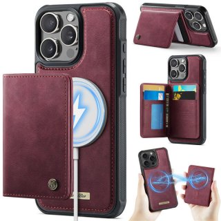 CaseMe iPhone 14 Pro 2-in-1 Detachable Magnetic Wallet Case with RFID Blocking, Card Holder & MagSafe Compatible - Red