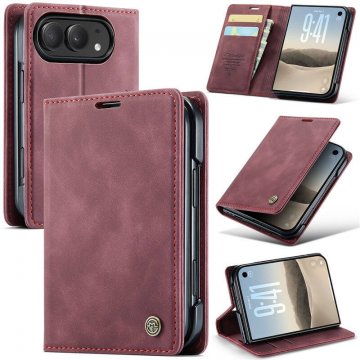 CaseMe iPhone Duo Wallet Case with 2 Card Slots, Cash Pocket & Kickstand Red