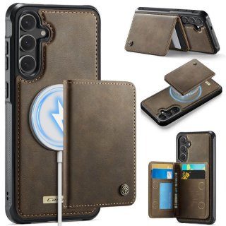 CaseMe Samsung Galaxy S24 Plus Detachable Magnetic Wallet Case with RFID Blocking & Wireless Charging - Coffee