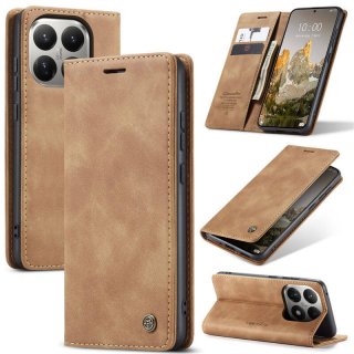 CaseMe Xiaomi 15T Wallet Magnetic Suede Leather Case Brown