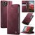 CaseMe iPhone 13 Mini Magnetic Wallet Case with RFID Blocking Red