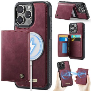 CaseMe iPhone 16 Pro Max 2-in-1 Detachable Magnetic Wallet Case with RFID Blocking, Card Holder & MagSafe Compatible - Red