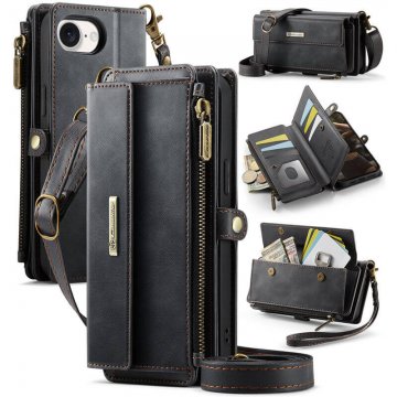 CaseMe iPhone 17e Crossbody Wallet Case with RFID Blocking & Wireless Charging Black