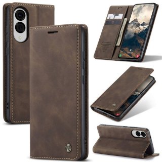 CaseMe Samsung Galaxy S25 Edge Wallet Magnetic Suede Leather Case Coffee