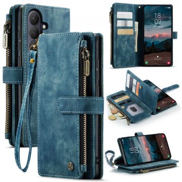 CaseMe Samsung Galaxy S26 Wallet Kickstand Case with Wrist Strap Blue