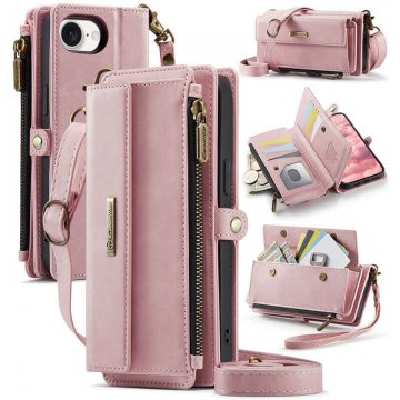 CaseMe iPhone 17e Crossbody Wallet Case with RFID Blocking & Wireless Charging Pink