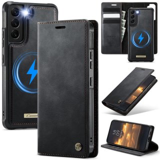 CaseMe Samsung Galaxy S22 Plus 2-in-1 Magnetic Wallet Case – Wireless Charging & RFID Blocking Black