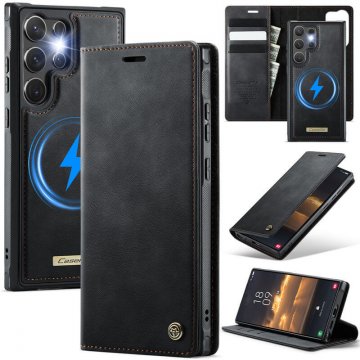 CaseMe Samsung Galaxy S23 Ultra 2-in-1 Magnetic Wallet Case – Wireless Charging & RFID Blocking Black