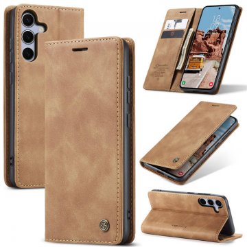 CaseMe Samsung Galaxy S25 FE Wallet Magnetic Suede Leather Case Brown