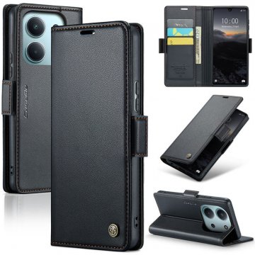 CaseMe Xiaomi Redmi 15C Wallet RFID Blocking Magnetic Buckle Case Black