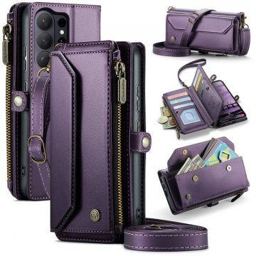 CaseMe Samsung Galaxy S26 Ultra RFID Blocking Wallet Crossbody Case with Wireless Charging Purple