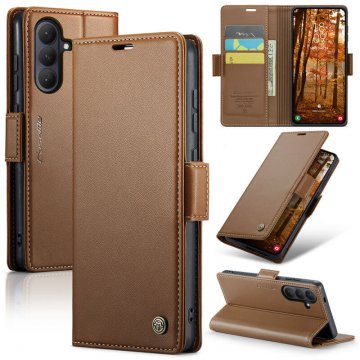 CaseMe Samsung Galaxy S26 Wallet RFID Blocking Magnetic Buckle Case Brown