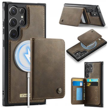 CaseMe Samsung Galaxy S24 Ultra Detachable Magnetic Wallet Case with RFID Blocking & Wireless Charging - Coffee
