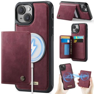 CaseMe iPhone 14 2-in-1 Detachable Magnetic Wallet Case with RFID Blocking, Card Holder & MagSafe Compatible - Red