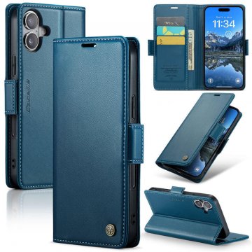 CaseMe iPhone 17 Wallet RFID Blocking Magnetic Buckle Case Blue