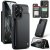 CaseMe Samsung Galaxy A37 RFID Blocking Card Holder Kickstand Case Black