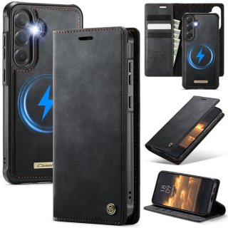 CaseMe Samsung Galaxy S25 2-in-1 Magnetic Wallet Case – Wireless Charging & RFID Blocking Black