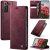 CaseMe Samsung Galaxy S22 Plus Magnetic Wallet Case with RFID Blocking Red