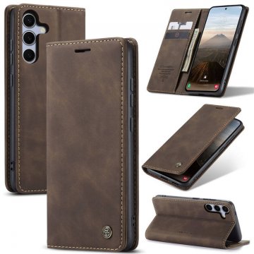 CaseMe Samsung Galaxy S25 FE Wallet Magnetic Suede Leather Case Coffee