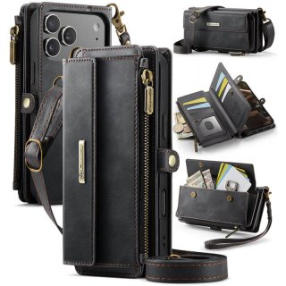 CaseMe iPhone 17 Pro Max Crossbody Wallet Case with RFID Blocking & Wireless Charging Black