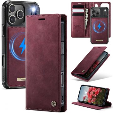 CaseMe iPhone 17 Pro Max 2-in-1 Magnetic Wallet Case – Wireless Charging & RFID Blocking Red