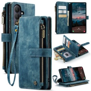 CaseMe Samsung Galaxy S26 Wallet Kickstand Case with Wrist Strap Blue