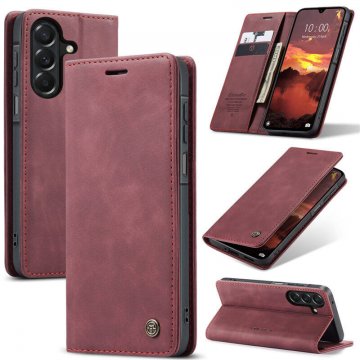 CaseMe Samsung Galaxy A27 Wallet Magnetic Suede Leather Case Red