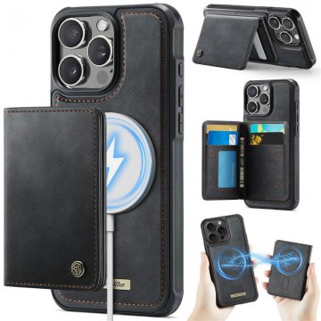 CaseMe iPhone 14 Pro Max 2-in-1 Detachable Magnetic Wallet Case with RFID Blocking, Card Holder & MagSafe Compatible - Black