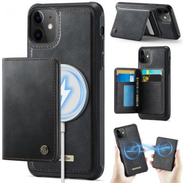 CaseMe iPhone 11 2-in-1 Detachable Magnetic Wallet Case with RFID Blocking, Card Holder & Wireless Charging Compatible - Black