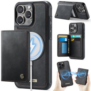 CaseMe iPhone 16 Pro Max 2-in-1 Detachable Magnetic Wallet Case with RFID Blocking, Card Holder & MagSafe Compatible - Black